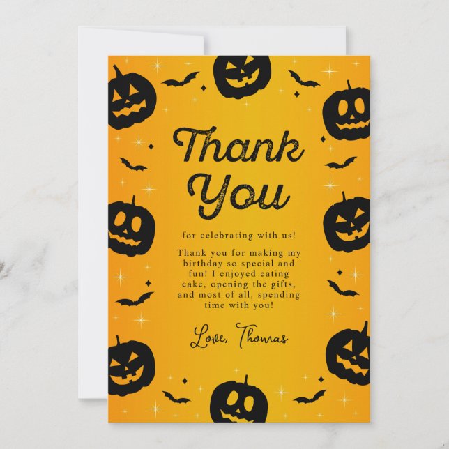Tarjeta de agradecimiento de cumpleaños de Hallowe (Anverso)