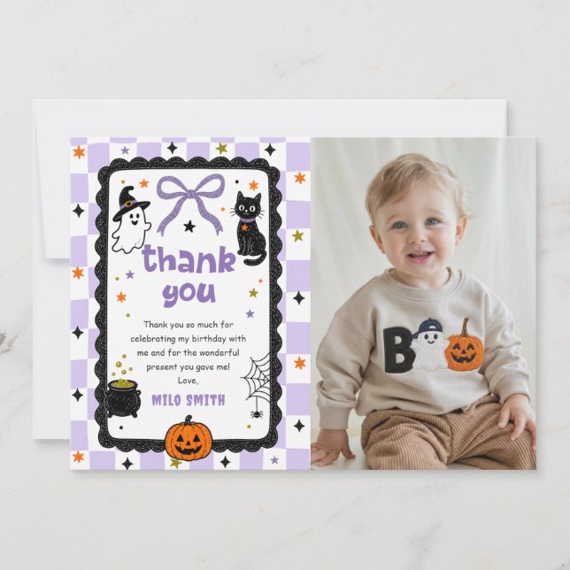 Tarjeta de agradecimiento de cumpleaños de Hallowe (Anverso)