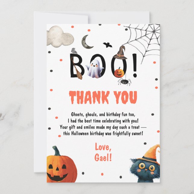 Tarjeta de agradecimiento de cumpleaños de Hallowe (Anverso)