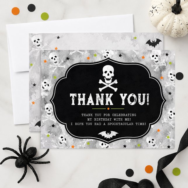 Tarjeta de agradecimiento de cumpleaños de Hallowe (Thank You Card)