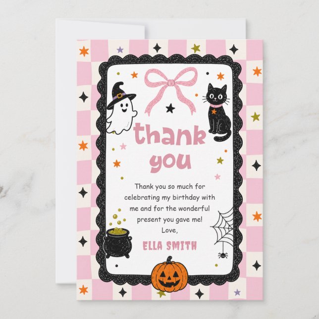 Tarjeta de agradecimiento de cumpleaños de Hallowe (Anverso)