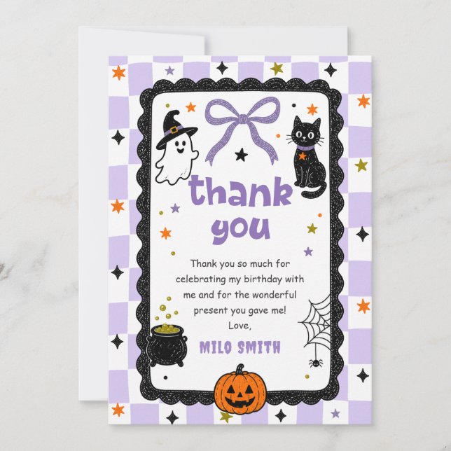 Tarjeta de agradecimiento de cumpleaños de Hallowe (Anverso)