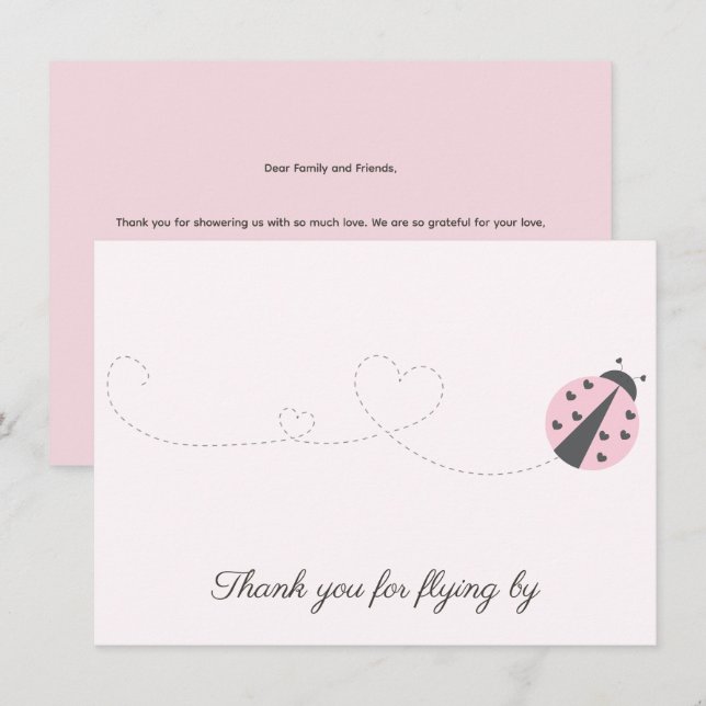 Tarjeta de agradecimiento de cumpleaños de Ladybug (Anverso / Reverso)