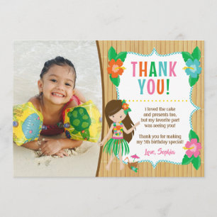 Tarjeta de agradecimiento de cumpleaños de Luau co