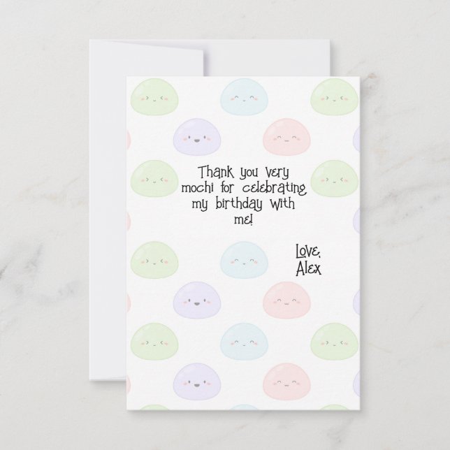 Tarjeta de agradecimiento de cumpleaños de mochi (Anverso)