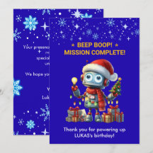 Tarjeta de agradecimiento de cumpleaños de Navidad