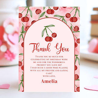 Tarjeta de agradecimiento de cumpleaños de niña de