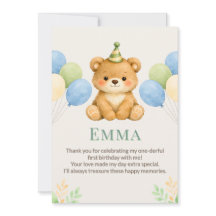 Tarjeta de agradecimiento de cumpleaños de osito d
