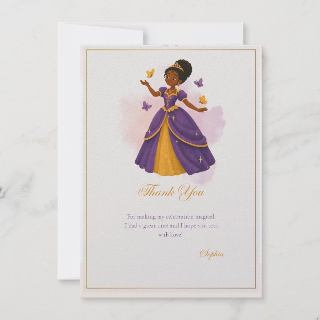 Tarjeta de agradecimiento de cumpleaños de princes (Anverso)