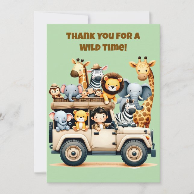 Tarjeta de agradecimiento de cumpleaños de Safari  (Anverso)