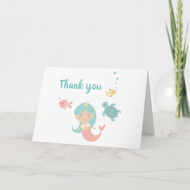 Tarjeta de agradecimiento de cumpleaños de sirena (Anverso)