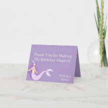 Tarjeta de agradecimiento de cumpleaños de sirena 