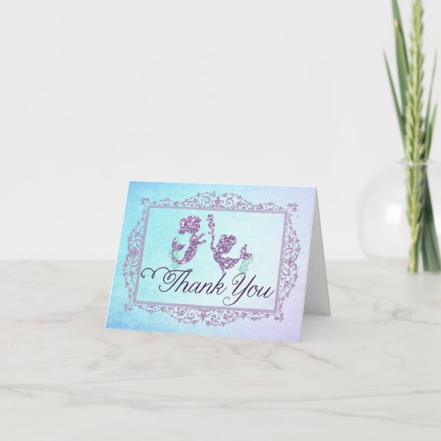 Tarjeta de agradecimiento de cumpleaños de sirena (Anverso)