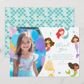 Tarjeta de agradecimiento de cumpleaños de sirena 
