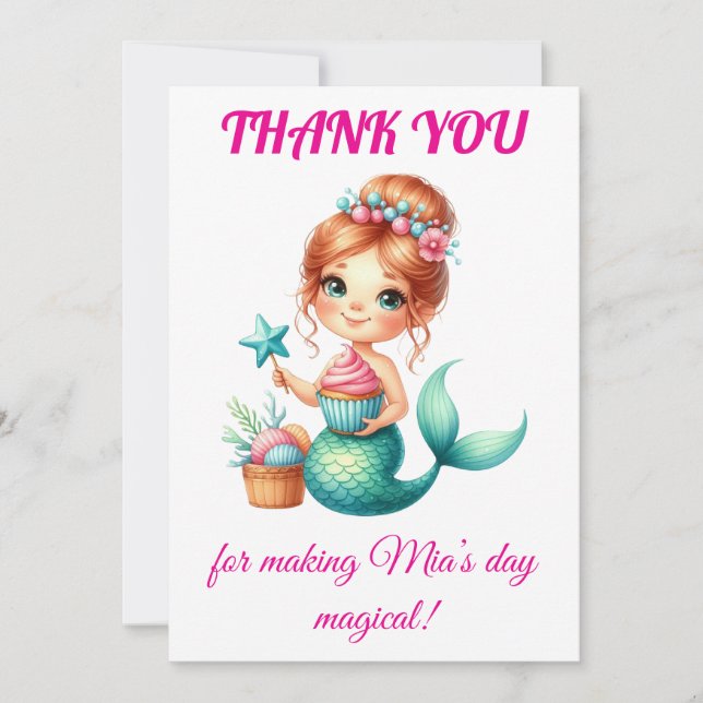 Tarjeta de agradecimiento de cumpleaños de sirena  (Anverso)