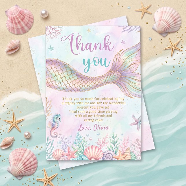 Tarjeta de agradecimiento de cumpleaños de sirena  (Subido por el creador)