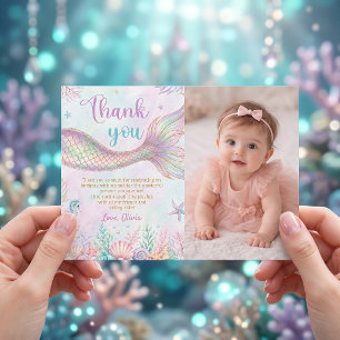 Tarjeta de agradecimiento de cumpleaños de sirena