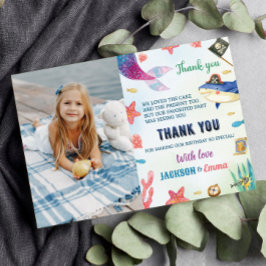 Tarjeta de agradecimiento de cumpleaños de sirenas