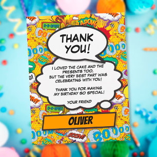 Tarjeta de agradecimiento de cumpleaños de superhé