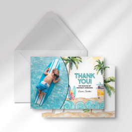 Tarjeta de agradecimiento de cumpleaños de surf