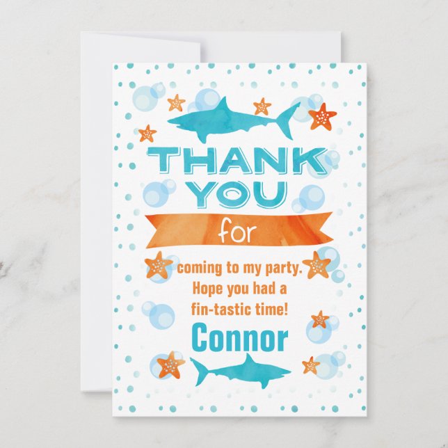Tarjeta de agradecimiento de cumpleaños de Tiburón (Anverso)