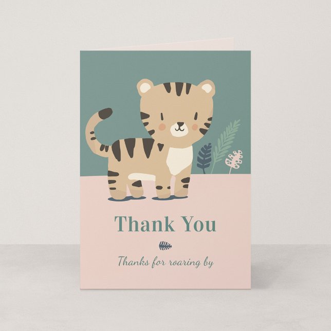 Tarjeta de agradecimiento de cumpleaños de Tiny Ti (Tiny Tiger - Jungle Safari Birthday Thank You Card)