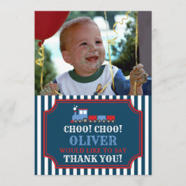 Tarjeta de agradecimiento de cumpleaños de tren