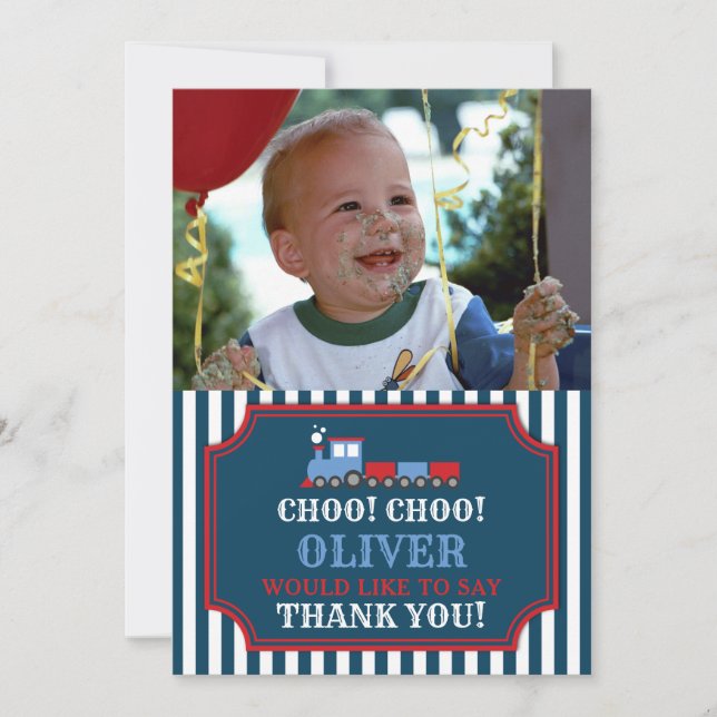 Tarjeta de agradecimiento de cumpleaños de tren (Anverso)