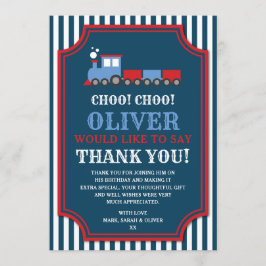 Tarjeta de agradecimiento de cumpleaños de tren