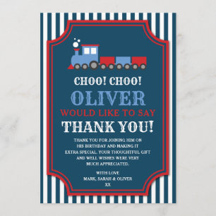 Tarjeta de agradecimiento de cumpleaños de tren