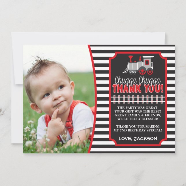 Tarjeta de agradecimiento de cumpleaños de tren co (Anverso)
