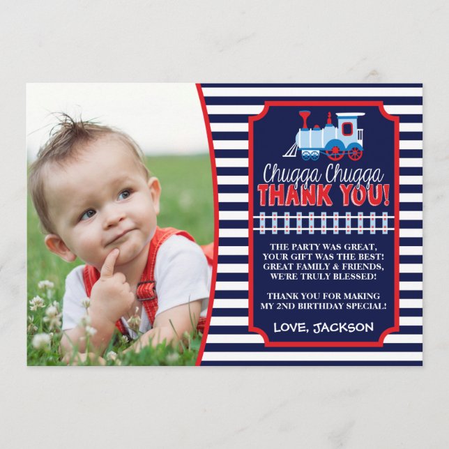 Tarjeta de agradecimiento de cumpleaños de tren co (Anverso)