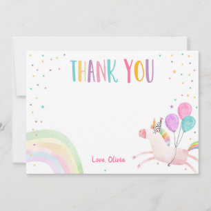 Tarjeta de agradecimiento de cumpleaños de unicorn