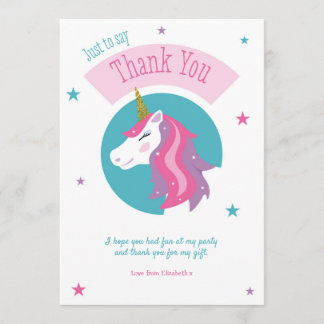 Tarjeta de agradecimiento de cumpleaños de unicorn