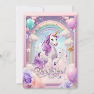 Tarjeta de agradecimiento de cumpleaños de Unicorn