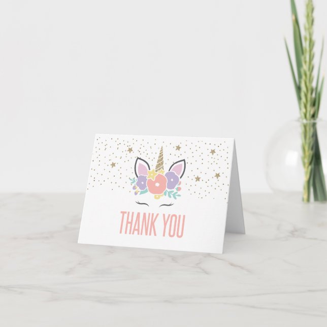 Tarjeta de agradecimiento de cumpleaños de Unicorn (Anverso)