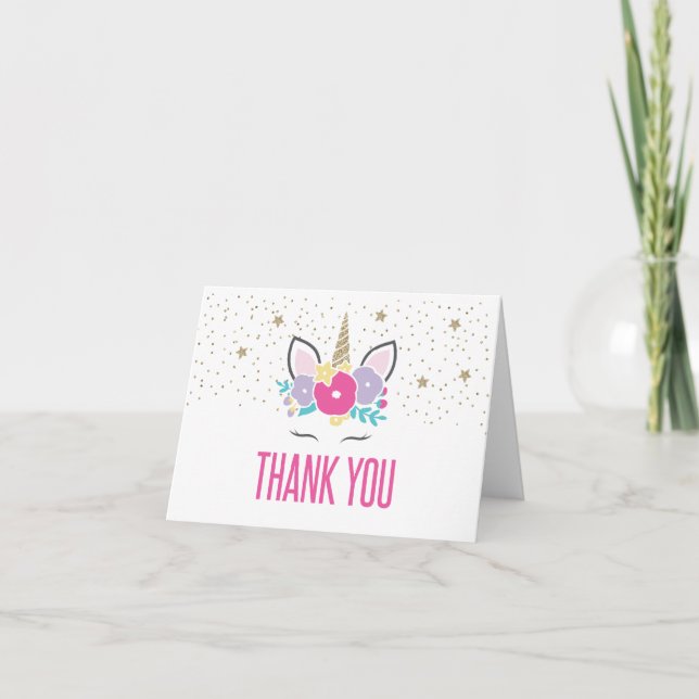 Tarjeta de agradecimiento de cumpleaños de Unicorn (Anverso)