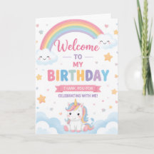 Tarjeta de agradecimiento de cumpleaños de unicorn