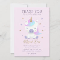 Tarjeta de agradecimiento de cumpleaños de Unicorn