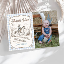 Tarjeta de agradecimiento de cumpleaños de vaquero