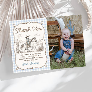 Tarjeta de agradecimiento de cumpleaños de vaquero