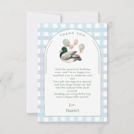Tarjeta de agradecimiento de cumpleaños del pato L