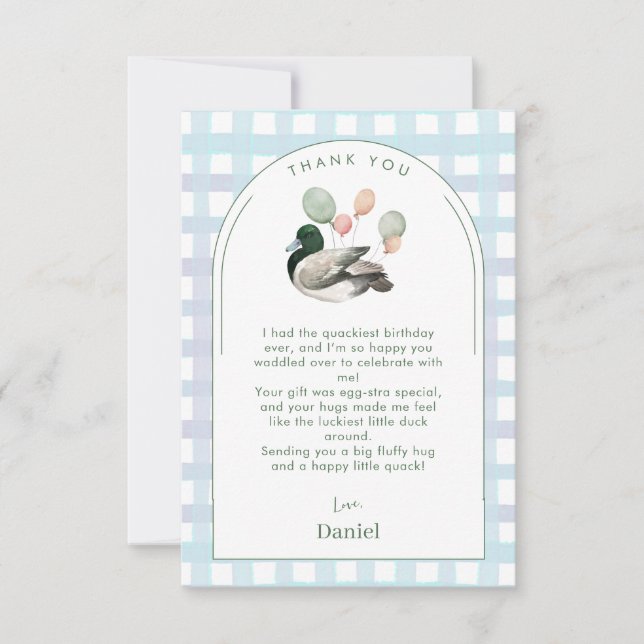 Tarjeta de agradecimiento de cumpleaños del pato L (Anverso)