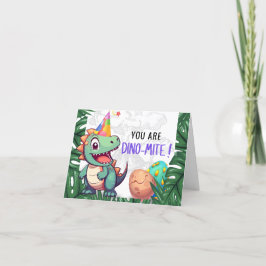 Tarjeta de agradecimiento de cumpleaños Dino-mite