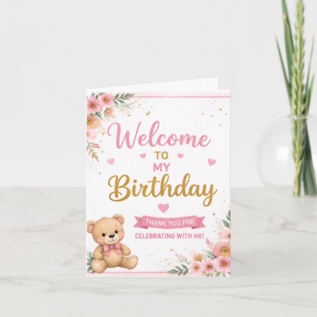 Tarjeta de agradecimiento de cumpleaños dulce con  (Anverso)