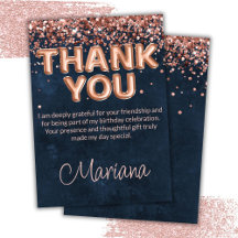 Tarjeta de agradecimiento de cumpleaños en azul ma