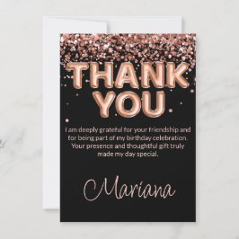 Tarjeta de agradecimiento de cumpleaños en rosa or