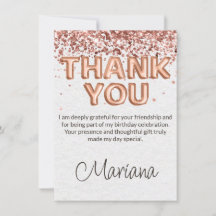 Tarjeta de agradecimiento de cumpleaños en rosa or
