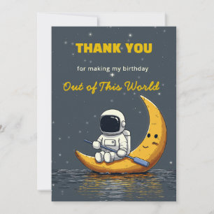 Tarjeta de agradecimiento de cumpleaños espacial f