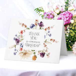 Tarjeta de agradecimiento de cumpleaños floral ele